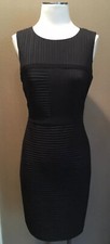 Taylor M 8 Sleeveless Ribbed Chic Black Luxe Fitted Dress