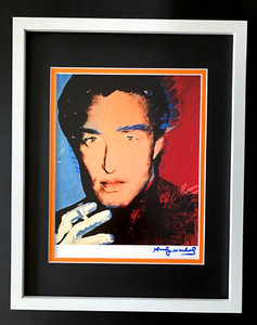 ANDY WARHOL + RARE 1984 SIGNED HALSTON PRINT MATTED AND FRAMED