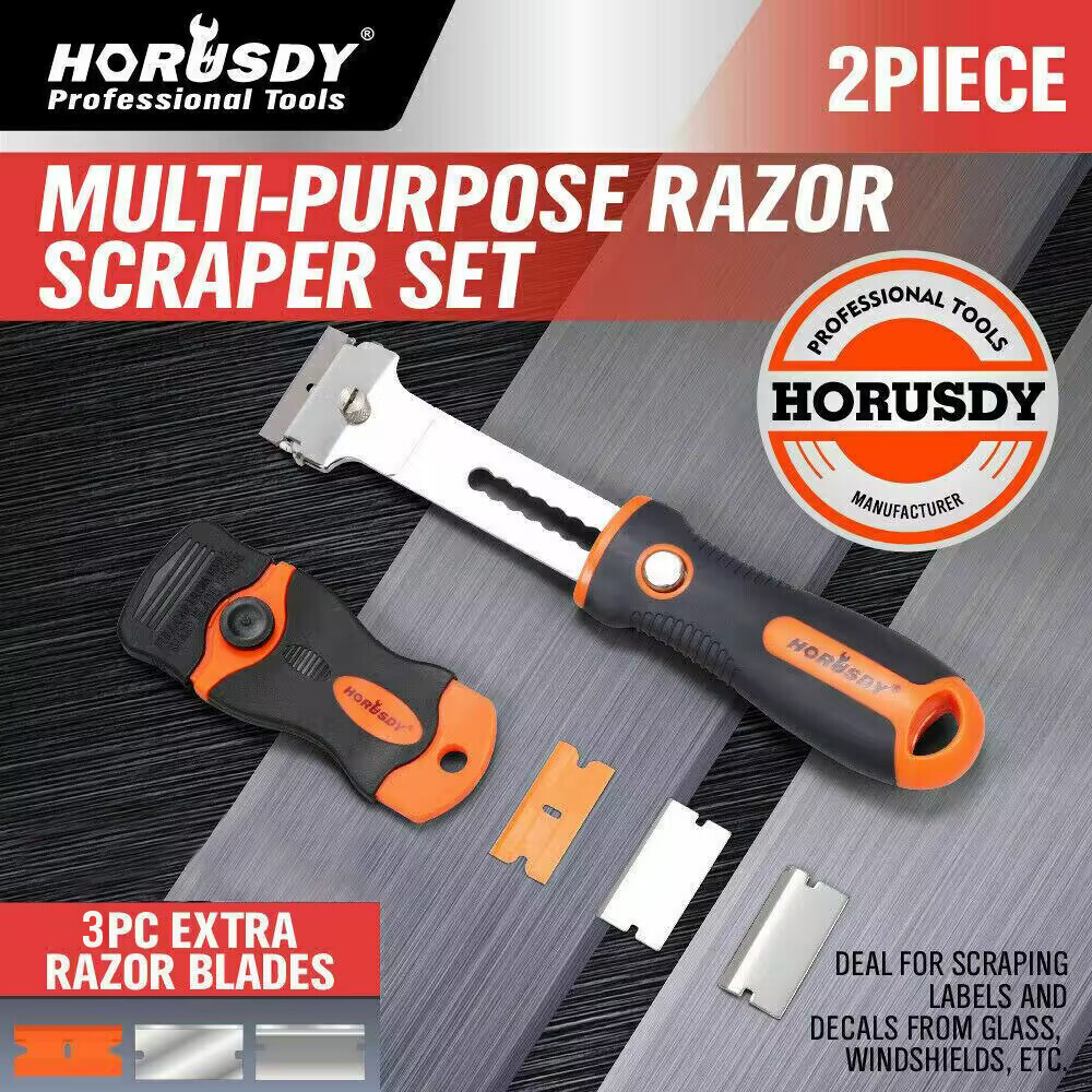 2Pc Multi-Purpose Razor Scraper Set 3 Spare Blades Paint Seal Remover Clean Tool
