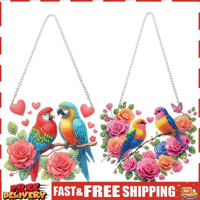 Acrylic Special Shape Parrot Flower Diamond Painting Ornaments for Wall Window S