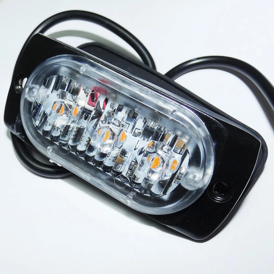 3 LED 12/24 Auto Giallo Lampada Luce Arancione Stroboscopica di Emergenza Strobo - Immagine 3 di 4