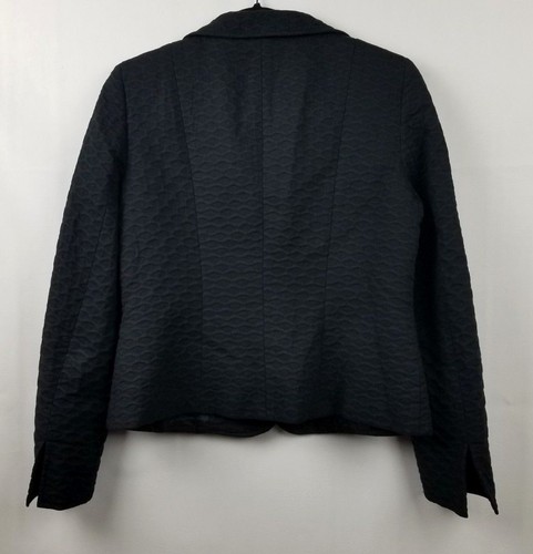 Chaqueta Albert Nipon Botones Collar Negro Diseño Texturizado Forrada Talla 8 - Imagen 2 de 9