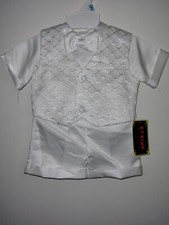 Baby Boys Baptism Outfit Christening 3 pc Vest/Short Outfit NEW Size M/L