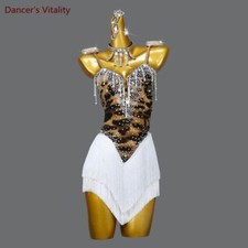 Latin Dance Dress Leopard Chacha Competiton Dresses Latin Professional Skirt