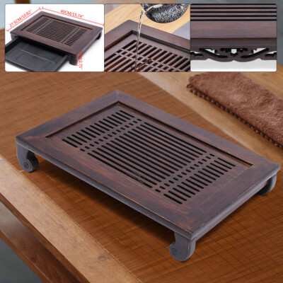 Tea Tray Drainage Water Storage Solid Wood Table Board Chinese Ceremony Natural