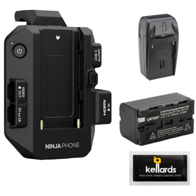 Atomos Ninja Phone Video Co-Processor w/ Battery Pack, Charger & Wipes Bundle