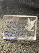 Vintage Lucite Plastic Reverse Carved Paperweight Seasonal