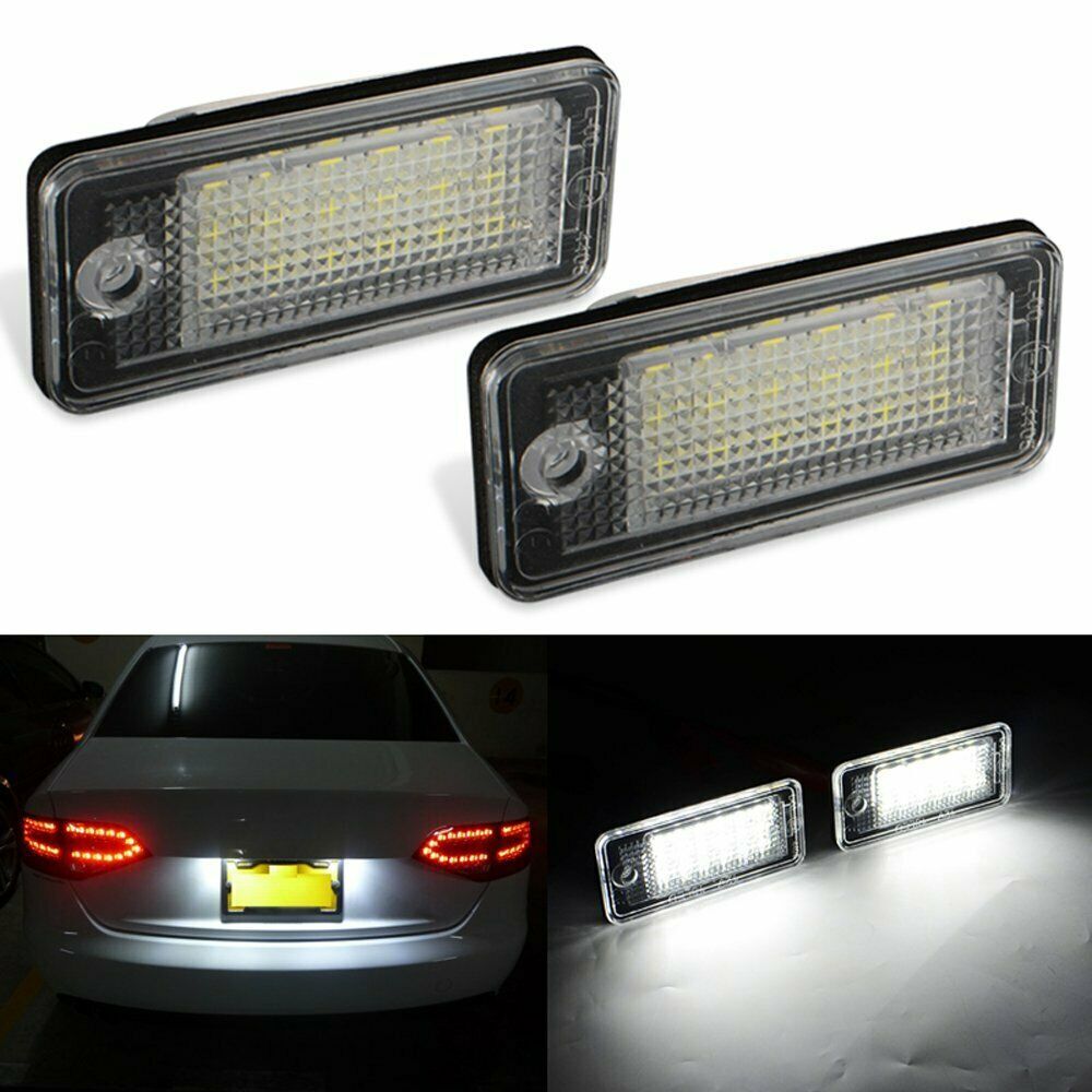 White LED Rear License Plate Light For Audi A3 8P A4 S4 B6 B7 A6 4F A8 8E  4H Q7