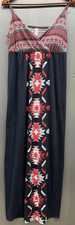 No Boundaries Maxi Dress XL Red White Blue Aztec Tank Stretch Boho