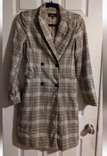 Lulus Plaid Checked Jacket Peacoat Xs Double Breasted Dress Coat Lightweight