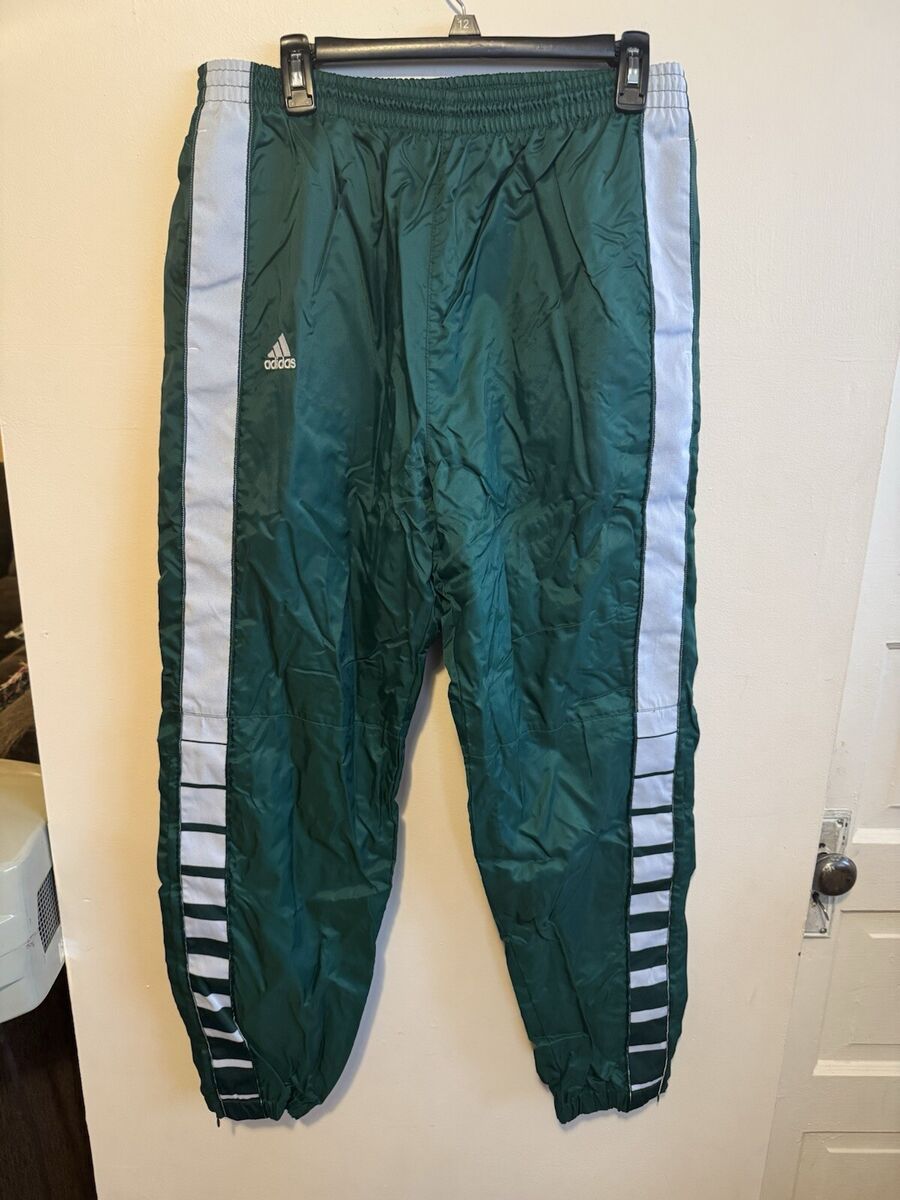 Vintage Adidas Pants Mens M Green Zip Ankle Y2K Track Swishy Vintage Adidas Pants Mens M Green Zip Ankle Y2K Track Swishy