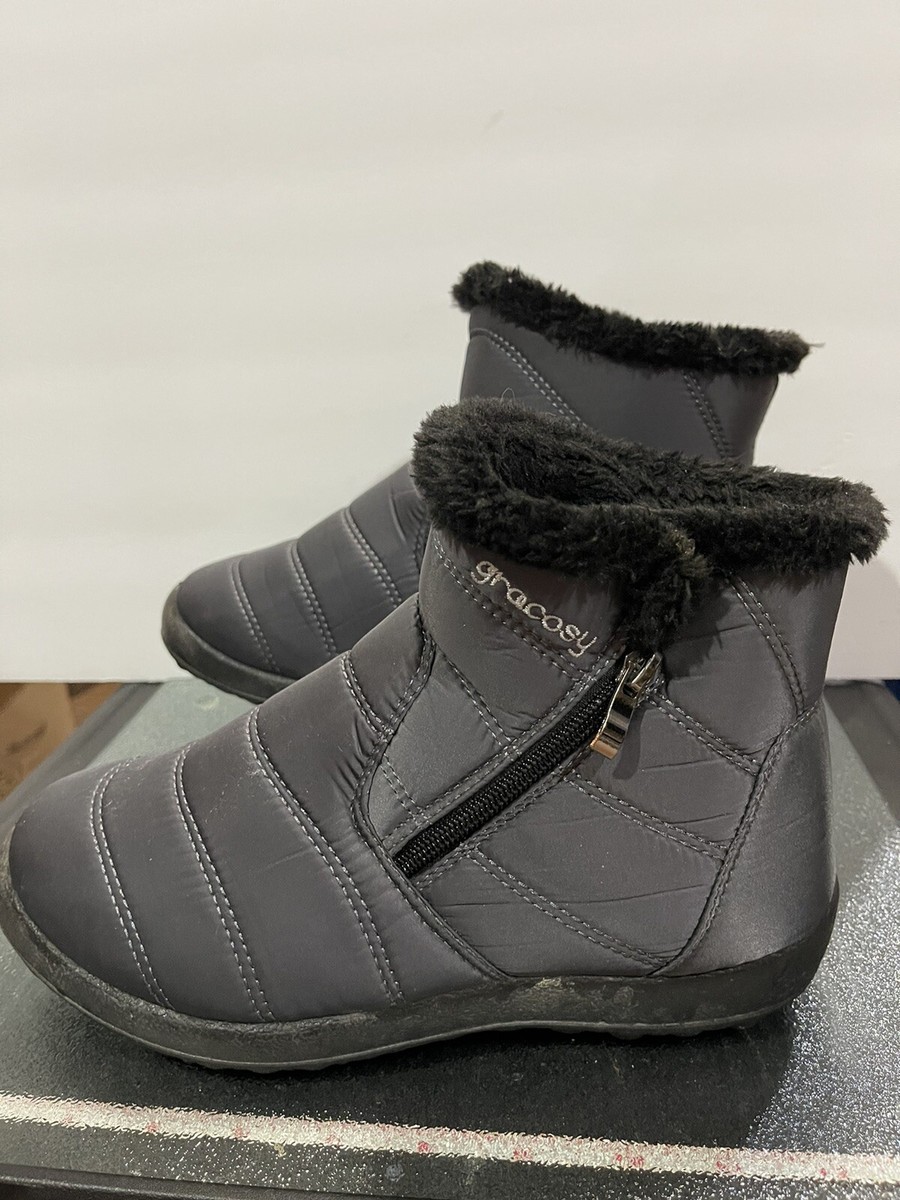 Gracosy Women’s waterproof snow boots Size Faux Fur Lined