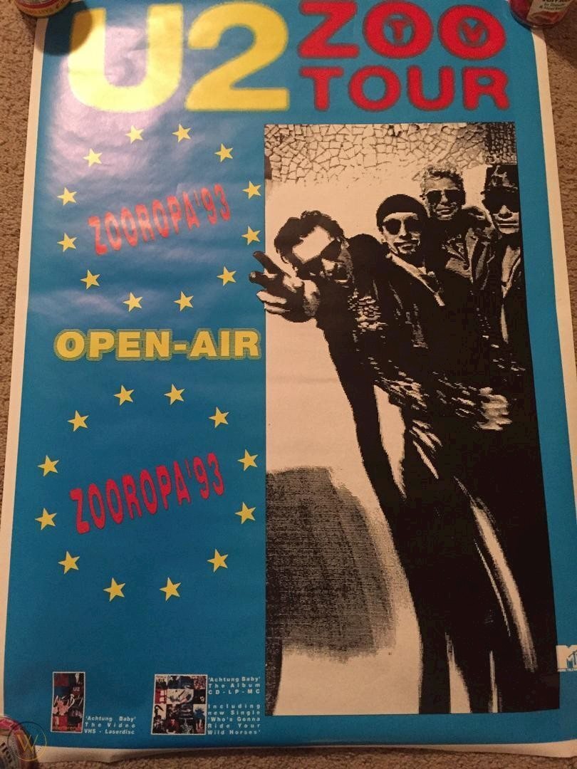 Vintage 1993 U2 Zoo Tour Zooropa Open-Air Original Promo Poster