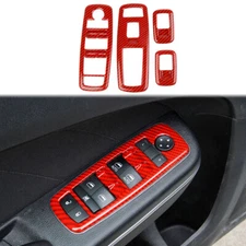 Red Carbon Fiber Style Window Lift Switch Panel Cover Trim for Dodge Charger