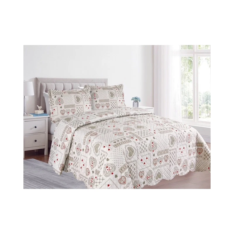 CONFEZIONI GIULIANA Copriletto trapuntato trapuntino estivo primaverile CUORI tirolese