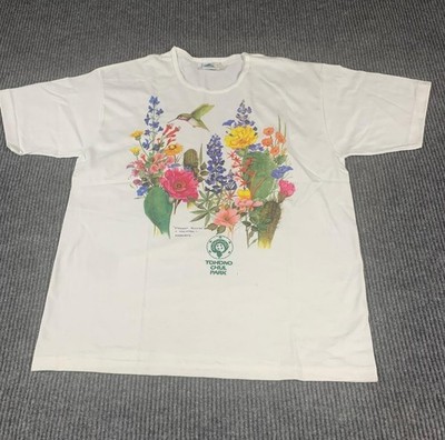 VTG Dolphin Company Top Womens XL White Floral Humming Bird Single Stitch Tohono