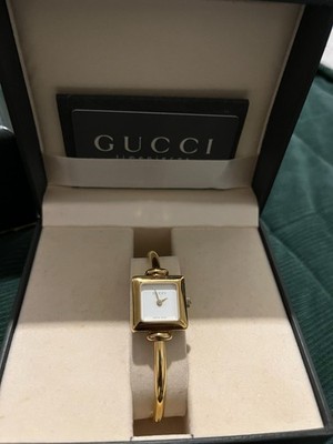 vintage Gucci womens gold plated bangle watch