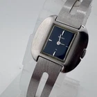 VTG Seiko Hand Winding Mechanical Watch 11-3489 Women Silver Blue Barrel 5.5"