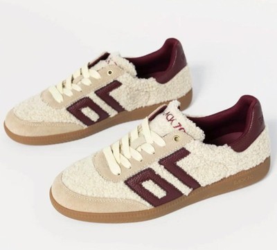 Back70 Women's Sherpa Sneakers in Cream and Burgundy - Size 40