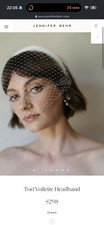 Jennifer Behr Tori Voilette Headband Cream Bridal Birdcage Veil Wedding WornOnce