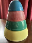 VTG Pyrex Primary Colors Mixing Bowl Set 4 Red Yellow Green Blue 404 403 402 401