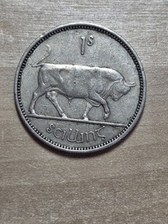 Ireland 1 Scilling (Shilling) coin 1954. KM# 14a copper nickel. Bull. Harp.