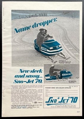 1970 Sno-Jet Snowmobile AD Super-Jet ~ Super-Sport  Sleek and Sassy 
