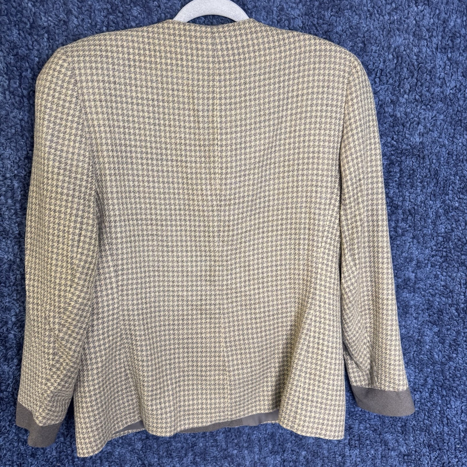 Vintage Jacques Vert Houndstooth Blazer – Wool Blend – Double Breasted – UK 14 image 9