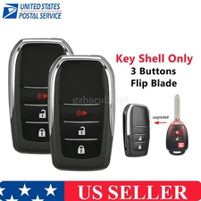 2 for Toyota RAV4 Tacoma Tundra Sequoia 3 Button Flip Car Key Fob Shell Upgrade