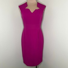 Tahari ASL Star Neck Sheath Dress 4 Womens Wild Berry Knee Length Work Career