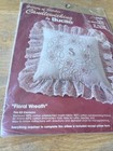 Vintage Candlewicking Pillow Floral Wreath 12" Square Plus Ruffle Bucilla New — photo 2