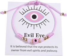 Evil Eye Bracelet for Women Teen Girls Amulet Pink Protection Bracelet Good Luck