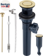 Bathroom Sink Drain with Lift Rod, Pop up Sink Drain with Overflow, Universal Fi