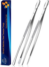 JETKONG 2 Pcs 16-Inch Kitchen Tweezers Extra Long Tweezer 16 16 Inch, Silver