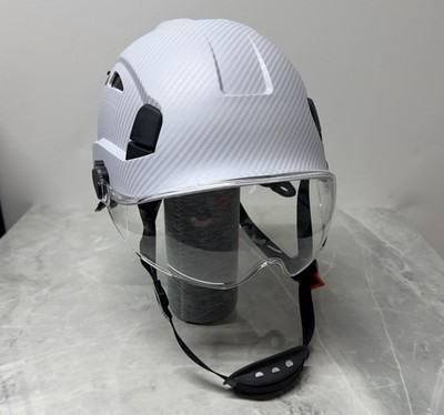 ANSI Type I Class C Safety Hard Hat Helmet w/ Clear Visor Carbon Fiber Style