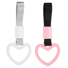 2 St&uuml;ck herzf&ouml;rmige Autogriffb&auml;nder f&uuml;r Warnring, Wei&szlig;-Wei&szlig;/Rosa-Schwarz