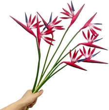 8 Pack Artificial Flowers Bird of Paradise, Green