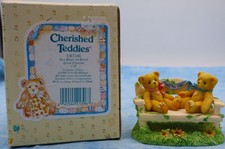 Cherished Teddies  Two Bears on Bench  CRT240 Heart to Heart Figurine 1996 w Box