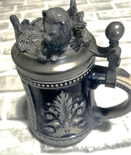 Michael Ricker 1982 Original Gerzit Beer Stein with Lion Lid, Signed & Marked