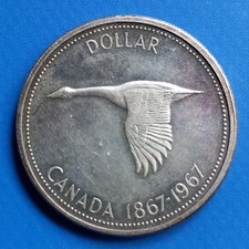 Canada 1 Silver Dollar Coin 1967 Queen Elizabeth & Swan High Grade 0.8