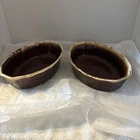 McCoy Pottery Brown Drip Oval Baking Dish 7070 USA Oven Proof Vintage Set Of 2