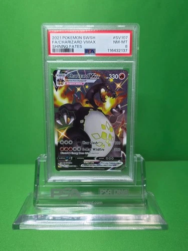 POKEMON 2021 SHINING FATES CHARIZARD VMAX FULL ART SV107/SV122 PSA 8