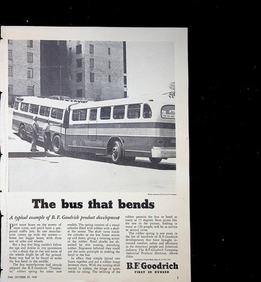 1947 The Buss That Bens By B.F. Goodrich Time Mgazine Print Ad First in Rubber