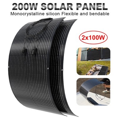 200W Solarpanel Flexible Mono Solarpanel für Wohnwagen Camping Balkone Schwarz