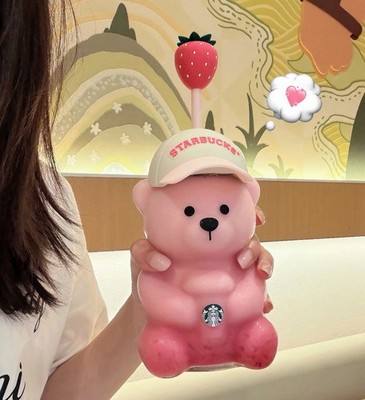 Starbucks Baseball Hat and Strawberry Cold Cup Tumbler New 2026 Starbucks Bearista Bear Cup Tumblers Strawberry  main image 2