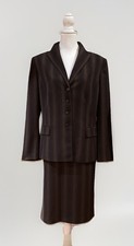 NWT Kasper Women Two Piece Suit Set Blazer & Skirt Sz 14 Brown Striped Reg $280