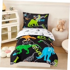 Boys Toddler Bedding Sets Colorful Comforter Set for Toddler 4 pcs Dinosaur