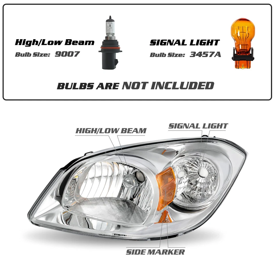 For 2005-2010 Chevy Cobalt 07-10 Pontiac G5 Headlights Headlamps Left & Right - Image 2 of 4
