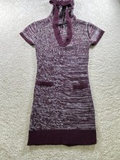 Rock & Republic Women's Sweater Dress Medium Purple Acrylic Hooded