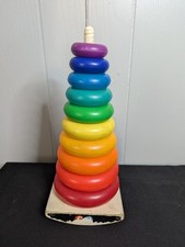 Fisher price 740 toy ring stacker rock a stack 10 plastic rainbow rings learning
